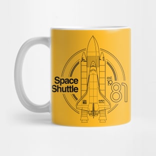 Space Shuttle Retro Black Outline Mug